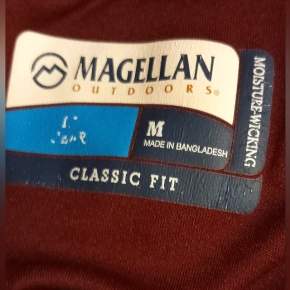 MEN'S MED. MAGELLAN OUTDOORS LONG SLEEVE MAROON FISHING SHIRT MOISTURE WICKING. - Picture 3 of 3